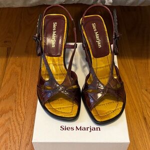 NWT 38.5 ~8 US Sies Marjan Brown and Yellow Heeled Sandals